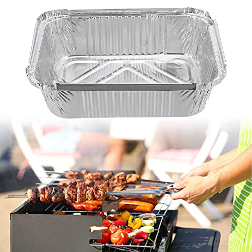hifrom Alu Grillschalen Aluminiumschale mit 30 Stück, Einweg Backform Aluminium Tropfschalen Einwegschalen Rechteckig Grillschale Perfekt für Rösten, Kochen, Backen (130 * 100 * 40MM Ohne Deckel) von hifrom