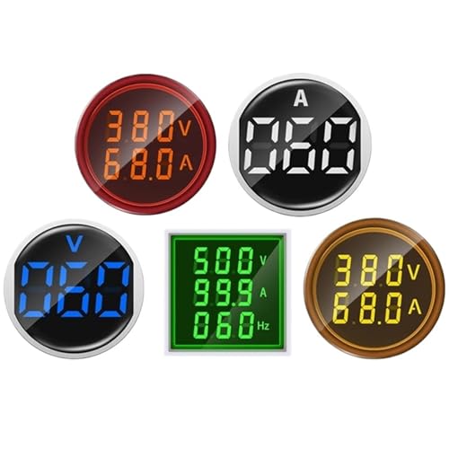 Digitale Spannungsanzeige, 22mm Digitalanzeige Dual Voltmeter Amperemeter Strom Spannung Hertz Frequenzmesser LED Anzeige Multicolor(Black,Blue) von HIFRQVVC