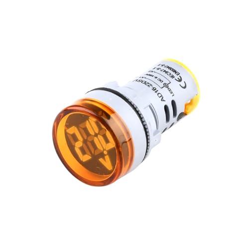 Digitale Spannungsanzeige, Mini Digital Voltmeter DC 6-100V Spannungstester 22mm rund mehrfarbig(Yellow) von HIFRQVVC