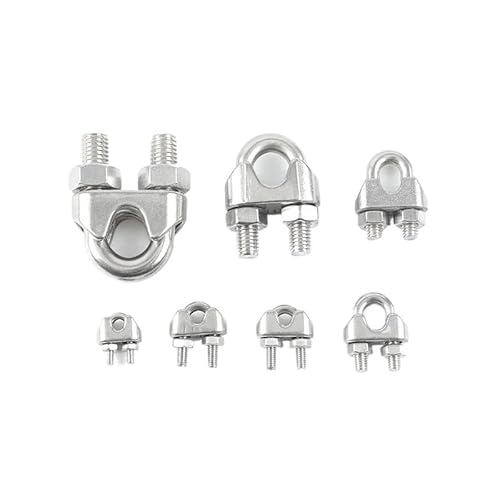 Drahtseilklemme Kabelklemme, 304 Edelstahl U Typ Kabel und Seil Klemmen M2-M20mm Silber(M2-2pcs) von HIFRQVVC