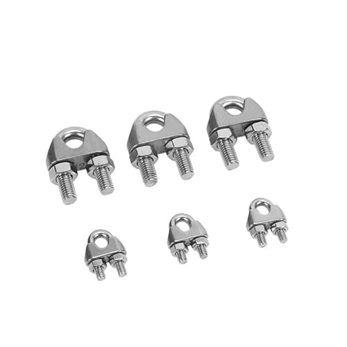 Drahtseilklemme Kabelklemme, U-Typ Drahtseilklemmen Edelstahl Packung mit 7 verschiedenen Größen(M2) von HIFRQVVC