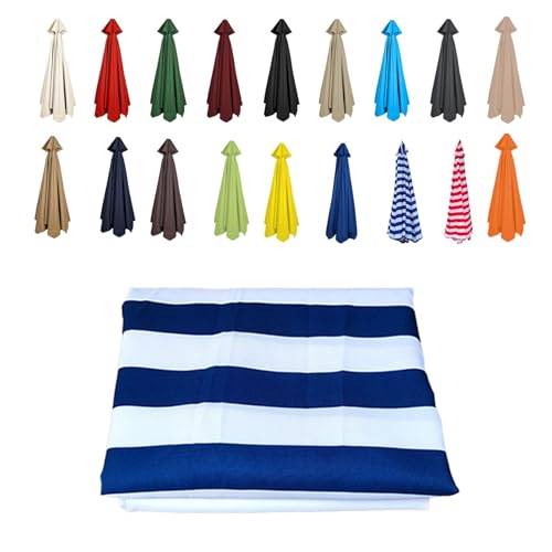 Garten-Sonnenschirmbezüge, Marktschirm-Ersatzdach for 6–8 Streben, 200–350 cm, Mehrfarbig(Blue+White,8 RIBS/300CM(9.8FT)) von HIFRQVVC