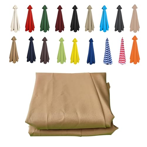 Garten-Sonnenschirmbezüge, Marktschirm-Ersatzdach for 6–8 Streben, 200–350 cm, Mehrfarbig(Khaki,8 RIBS/270CM(8.8FT)) von HIFRQVVC