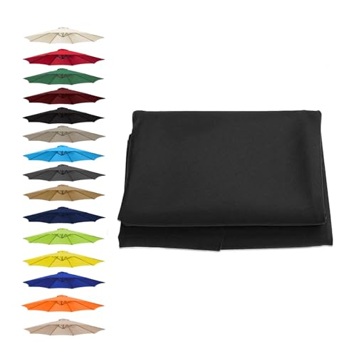 Garten-Sonnenschirmbezüge, Sonnenschirm-Regenschirm-Ersatzdach-Abdeckung, mehrere Größen, mehrfarbiges Polyestergewebe(Black,8 RIBS/250CM(8.2FT)) von HIFRQVVC