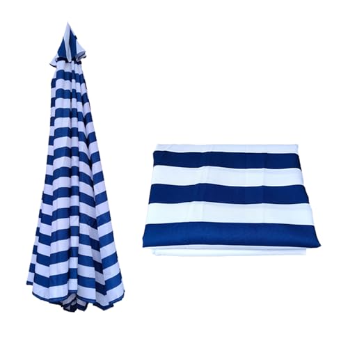 Garten-Sonnenschirmbezüge, Sonnenschirm-Regenschirm-Ersatzdach-Abdeckung, mehrere Größen, mehrfarbiges Polyestergewebe(Blue+White,6 RIBS/200CM(6.5FT)) von HIFRQVVC