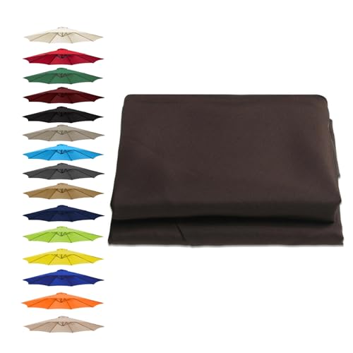 Garten-Sonnenschirmbezüge, Sonnenschirm-Regenschirm-Ersatzdach-Abdeckung, mehrere Größen, mehrfarbiges Polyestergewebe(Brown,6 RIBS/250CM(8.2FT)) von HIFRQVVC