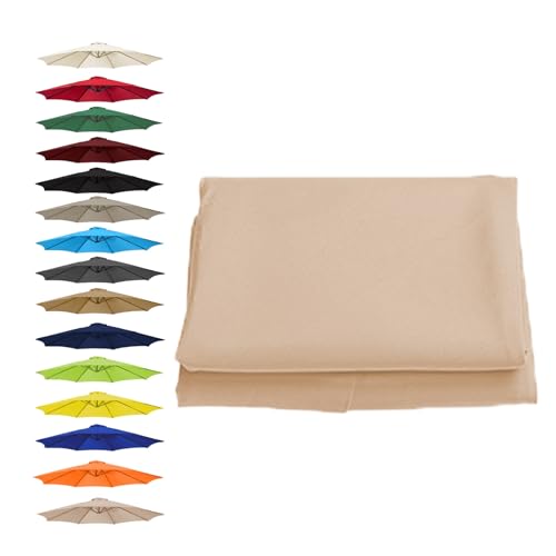 Garten-Sonnenschirmbezüge, Sonnenschirm-Regenschirm-Ersatzdach-Abdeckung, mehrere Größen, mehrfarbiges Polyestergewebe(Champagne,6 RIBS/270CM(8.8FT)) von HIFRQVVC