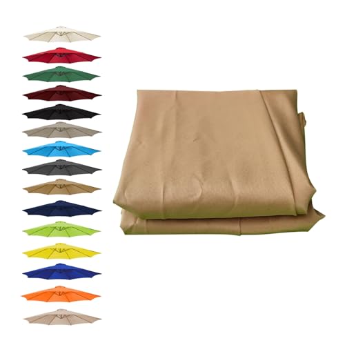 Garten-Sonnenschirmbezüge, Sonnenschirm-Regenschirm-Ersatzdach-Abdeckung, mehrere Größen, mehrfarbiges Polyestergewebe(Khaki,6 RIBS/250CM(8.2FT)) von HIFRQVVC