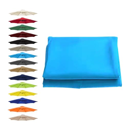 Garten-Sonnenschirmbezüge, Sonnenschirm-Regenschirm-Ersatzdach-Abdeckung, mehrere Größen, mehrfarbiges Polyestergewebe(Lake Blue,6 RIBS/200CM(6.5FT)) von HIFRQVVC