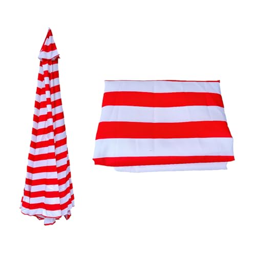 Garten-Sonnenschirmbezüge, Sonnenschirm-Regenschirm-Ersatzdach-Abdeckung, mehrere Größen, mehrfarbiges Polyestergewebe(Red+White,8 RIBS/230CM(7.5FT)) von HIFRQVVC