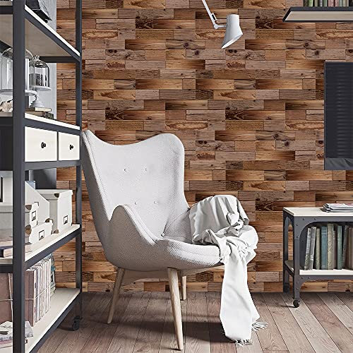 HIFRQVVC Abziehbare Wandfliesen Holz, Fliesenaufkleber for Aufkleben for Küche und Bad, wasserdicht, ölbeständig, Vinyl, 15 x 30 cm (6–18 Stück)(12 PC(15x30cm)) von HIFRQVVC