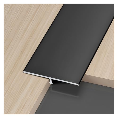 HIFRQVVC T-Profil-Bodenübergangsleisten, Aluminium T Formteil Boden Übergangsleiste 3er Pack 8,8 Fuß Multicolor Mehrere Größen(Black,6cm*270cm(3 * 90cm)) von HIFRQVVC