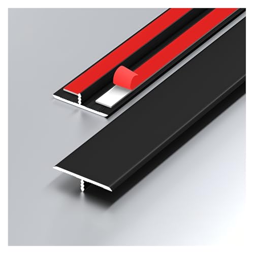 HIFRQVVC T-Profil-Bodenübergangsleisten, Aluminiumlegierung T-Form Selbstklebender Bodenübergangsstreifen Multicolor Mehrere Größen(Black,2CM*90CM) von HIFRQVVC