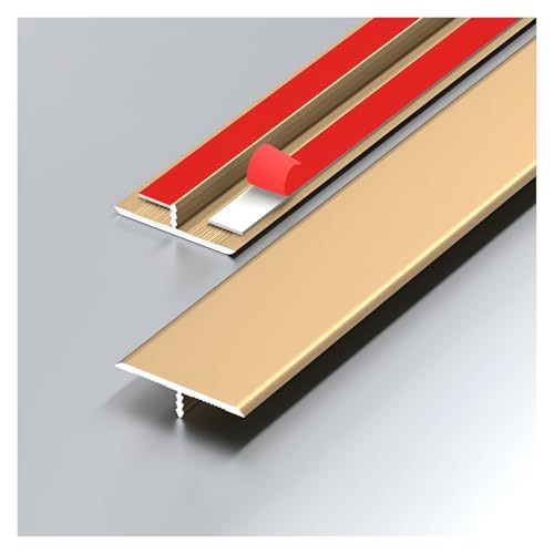 HIFRQVVC T-Profil-Bodenübergangsleisten, Aluminiumlegierung T-Form Selbstklebender Bodenübergangsstreifen Multicolor Mehrere Größen(Gold,3.3CM*90CM) von HIFRQVVC