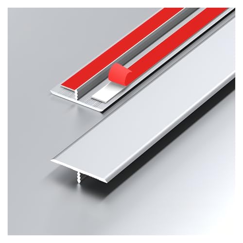 HIFRQVVC T-Profil-Bodenübergangsleisten, Aluminiumlegierung T-Form Selbstklebender Bodenübergangsstreifen Multicolor Mehrere Größen(Silver,4CM*90CM) von HIFRQVVC