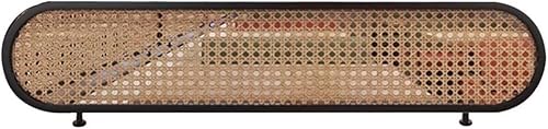 HIFRQVVC Trennwände für Essbereiche, Raumteiler, Eisenrahmen, Rattan-Panel, Hohldesign, Sichtschutz, Gold und Schwarz, mehrere Größen, 11,8 Zoll Höhe(Black-b,47.2x11.8 in) von HIFRQVVC