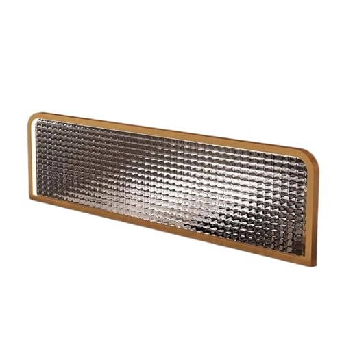 HIFRQVVC Trennwände für Essbereiche, Raumteilerplatte, gehärtetes Glas, Eisenrahmen, Gold, mehrere Größen(35.4x17.7in) von HIFRQVVC