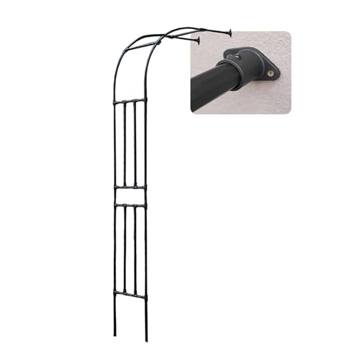 Halber Gartenbogen aus Metall, Gartenbogen Halblaube Metallpavillon Pflanzenstütze Torbogen Spiralstab Design Schwarz Weiß Mehrere Größen(Black,W220 x H240 cm) von HIFRQVVC