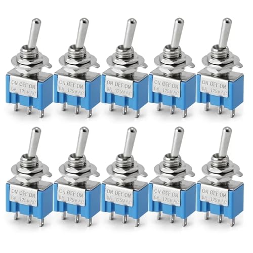 Hebel Schalter schalten, 10 Stück Kippschalter EIN-AUS-EIN EIN-EIN 3Pin 6Pin MTS-102/103/202/203(3Pin ON-OFF-ON) von HIFRQVVC