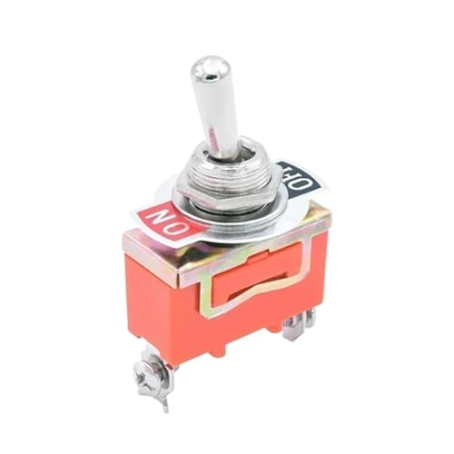 Hebel Schalter schalten, Packung mit 10 Kippschaltern 15A 250VAC SPST SPDT DPDT mit wasserdichter Kappe 12mm Montageloch(1021S ON OFF,MOMENTARY-WITH CAP) von HIFRQVVC