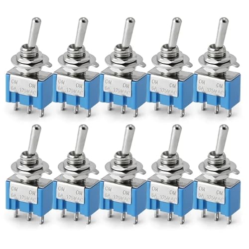 Hebel Schalter schalten, Packung mit 10 MTS102 103 202 203 3/6-polige ON-ON ON-OFF-ON-Mikroschalter mit Lötanschlüssen(3Pin ON-ON) von HIFRQVVC