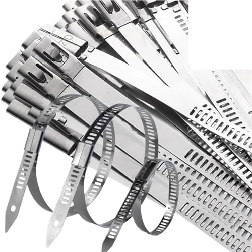 Metall-Kabelbinder, Selbstsichernde Kabelbinder aus Edelstahl, 5 x (150–400) mm, Packung mit 10–30 Stück(5x150mm,10PCS) von HIFRQVVC