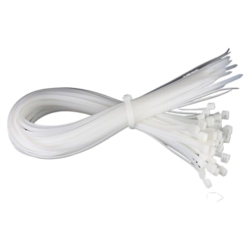 Plastikbänder, Selbstsichernde Kabelbinder, mehrfarbig, 8,8 mm x 30–65 cm, 100 Stück(White,8.8mm x 50cm 100pcs) von HIFRQVVC