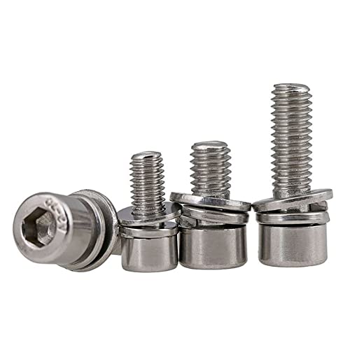 Sechskantschrauben, M2.5 M4 M5 Innensechskantschraube mit Unterlegscheibe Kit 304 Edelstahl Mehrere Größen(M5x20(10pcs)) von HIFRQVVC