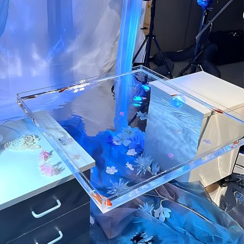 Serviertablett aus Acryl, Acryl Wasser Tank Fotografie Requisiten Lagerung Tablett Display Schrank Transparent Mehrere Größen(80x80x5.5cm) von HIFRQVVC