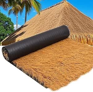 Synthetisches Strohdach, Künstliche Palmen-Strohrolle for Tiki-Hütten-Grasdächer, mehrere Größen(1 * 4m(3.2 * 13.1ft)) von HIFRQVVC
