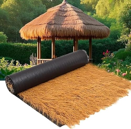 Synthetisches Strohdach, Synthetische Strohdachrolle, gelb, mehrere Größen for Tiki-Bars, Pergolen, Gärten(1 * 1m(3.2 * 3.2ft)) von HIFRQVVC