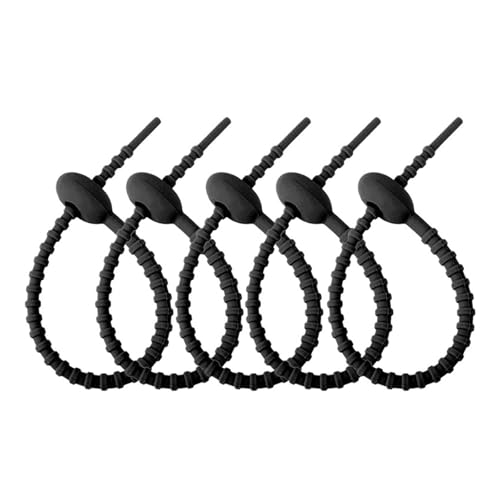 Wiederverwendbare Kabelbinder aus Silikon, Kabelbinder Silikon 30er Pack Mehrfarbig Größen 150-215mm(Black,215mm) von HIFRQVVC