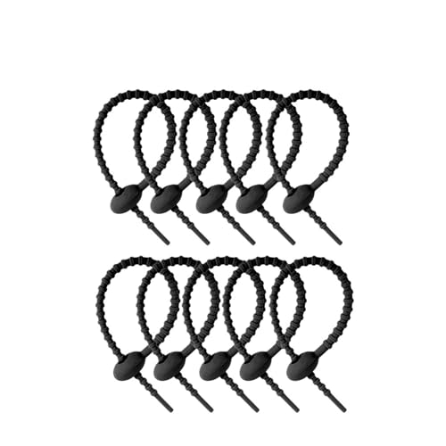 Wiederverwendbare Kabelbinder aus Silikon, Silikon Selbst Locking Reusable Kabelbinder Multicolor Pack Von 10 for Garten Büro DIY(10pcs Black) von HIFRQVVC