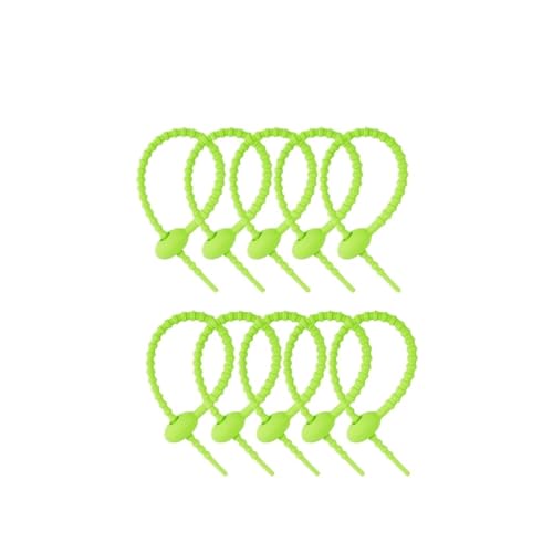 Wiederverwendbare Kabelbinder aus Silikon, Silikon Selbst Locking Reusable Kabelbinder Multicolor Pack Von 10 for Garten Büro DIY(10pcs Green) von HIFRQVVC