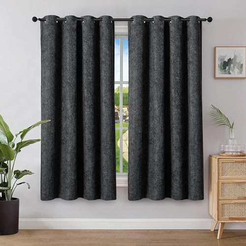 HIG Chenille Verdunklungsvorhänge mit Ösen 2er Set, H175 x B140 cm, Dunkelgrau Doppellagige Blickdicht Gardine Thermovorhänge für Wohnzimmer Schlafzimmer Kinderzimmer, Kälteschutz Geräuschdämpfend HIG Chenille Verdunklungsvorhänge mit Ösen 2er Set, H175 x B140 cm, Dunkelgrau Doppellagige Blickdicht Gardine Thermovorhänge für Wohnzimmer Schlafzimmer Kinderzimmer, Kälteschutz Geräuschdämpfend von HIG