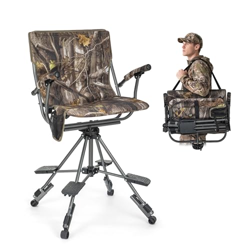 HIGH POINT SPORTS Jagdstuhl für Jalousien, 360 Grad drehbar, leise, tragbar, faltbar, Jagdstuhl mit stabilen 4 Beinen und Armlehne für Jagd, Angeln, Camping von HIGH POINT SPORTS