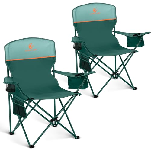 HIGH POINT SPORTS Tragbarer Campingstuhl für Erwachsene, zusammenklappbarer Outdoor-Campingstuhl, leicht, Rasenstühle, zusammenklappbarer Stuhl für Camping, Heckklappen, Strand, Grün, Unterstützung von HIGH POINT SPORTS