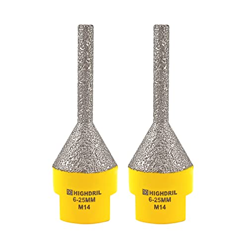 Diamant-Fasenfräser – 2 Stück HIGHDRIL Diamant-Senker-Finger-Bit für 6-25 mm (1/4"-1") Lochvergrößerung Formschneiden in Porzellan Keramikfliesen Granit Marmor Quarz von HIGHDRIL