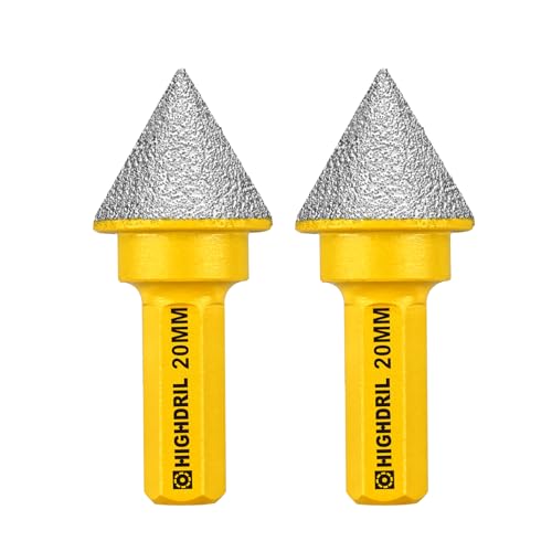 HIGHDRIL Diamant-Fingerfräser - 2 Stück 20mm Diamant-Fasenfräser zum Vergrößern und Beschneiden bestehender Löcher in Porzellan, Keramik, Marmor, Granit mit Sechskantschaft HIGHDRIL Diamant-Fingerfräser - 2 Stück 20mm Diamant-Fasenfräser zum Vergrößern und Beschneiden bestehender Löcher in Porzellan, Keramik, Marmor, Granit mit Sechskantschaft von HIGHDRIL