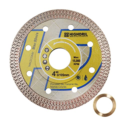 HIGHDRIL Diamant Trennscheibe - 105MM Diamant Fliesen Sägeblatt Scheibe Schneiden Porzellan Fliesen Keramik Granit Marmor Trocken oder Nass verwenden Kreissägeblatt mit Turbo X Mesh HIGHDRIL Diamant Trennscheibe - 105MM Diamant Fliesen Sägeblatt Scheibe Schneiden Porzellan Fliesen Keramik Granit Marmor Trocken oder Nass verwenden Kreissägeblatt mit Turbo X Mesh von HIGHDRIL