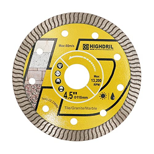 HIGHDRIL Diamant Trennscheibe 115mm Super Dünne Schneiden für Beton,Granit,Naturstein,Ziegel,Trockenschnitt von HIGHDRIL