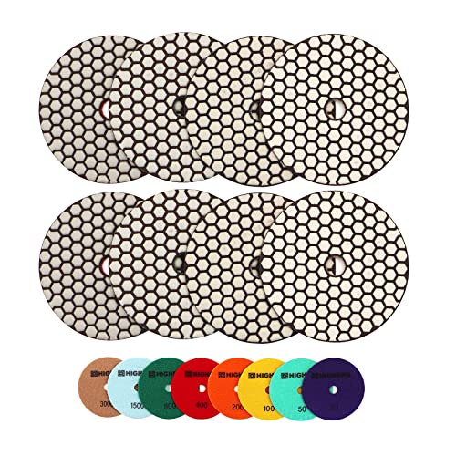 HIGHDRIL Trocken Diamant Polierscheibe - 8 Stk. (#30-3000) Diamant Polier Auflagen für Granit Stein Marmor Bodenschleifer oder Polierer Dia 5 Zoll/125MM HIGHDRIL Trocken Diamant Polierscheibe - 8 Stk. (#30-3000) Diamant Polier Auflagen für Granit Stein Marmor Bodenschleifer oder Polierer Dia 5 Zoll/125MM von HIGHDRIL