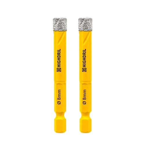 HIGHDRIL Trockene Fliesenbohrer Sechskant Bohrer zum Bohren von harte Fliesen Diamantbohrer 2 Stück 8 mm Diamanten kompatibel mit Bosch Makita u.v.m. Bohrmaschinen HIGHDRIL Trockene Fliesenbohrer Sechskant Bohrer zum Bohren von harte Fliesen Diamantbohrer 2 Stück 8 mm Diamanten kompatibel mit Bosch Makita u.v.m. Bohrmaschinen von HIGHDRIL