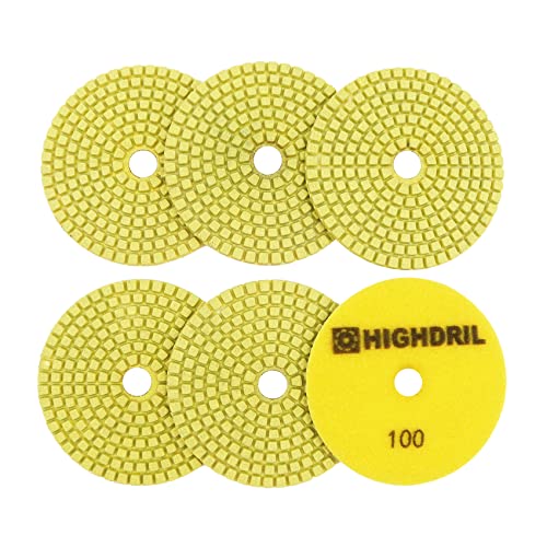 Nasse Diamant Polierscheibe - HIGHDRIL 6 Stück 100MM #800 diamant schleifpad für Granit, Marmor, Keramik, Kunststein Schleifblock auf Schleifer oder Polierer verwendet von HIGHDRIL