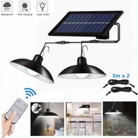 Highsam - Solarlampen kronleuchter mit wasserdichter Fernbedienung 2 Köpfe Kabel 3 m - Weißes Licht von HIGHSAM