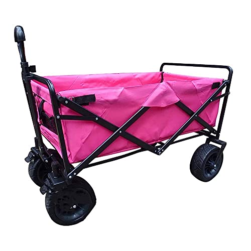 HIGOH Handcart, Faltende G-Arden-Trolley-Wagen Heavy Duty Wagon Multifunktion Einkaufswagen Für Camping Im Freien Mit 4 Strandrädern, Load80 Kg/Rosa von HIGOH