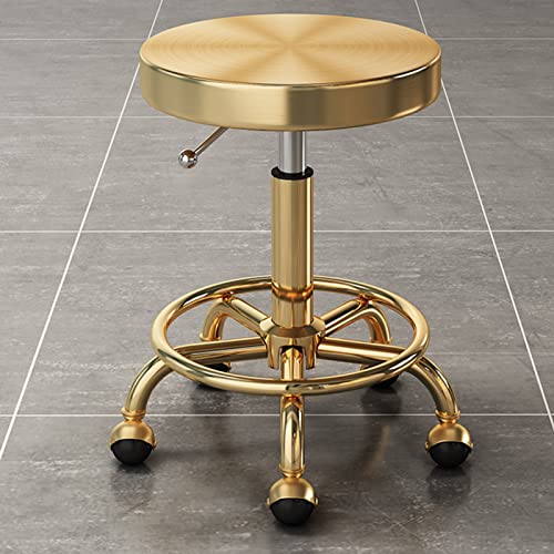 HIGOH Hocker, Barhocker Grau Auf Den Rädern Gas Verstellbarer Schwenkbarpool Faux Dressing Hock/Gold HIGOH Hocker, Barhocker Grau Auf Den Rädern Gas Verstellbarer Schwenkbarpool Faux Dressing Hock/Gold von HIGOH