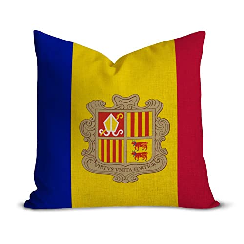 Lendenkissenbezug mit Andorra-Flagge, quadratisch, Baumwollleinen, patriotische Kissenbezüge, dekorativer Wurfkissenbezug mit verstecktem Reißverschluss, für Sofa, Couch, Schlafzimmer, Zuhause, 40,6 x von HIGOSS