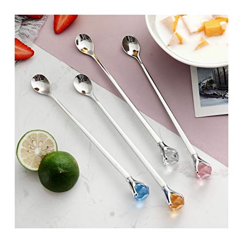 Bulk-Löffel-Set Kreativer Löffel mit Diamanten Lange Griff Edelstahl Latte Lette Ideal for Kaffee Dessert Teelöffel Eis Löffel Zum Essen von HIHELO