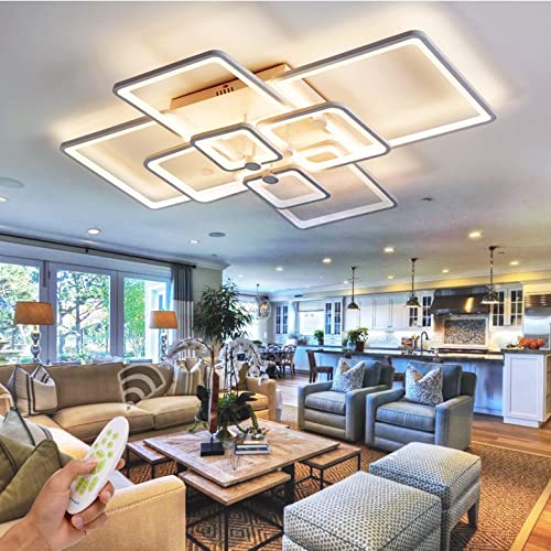 HIHIHOMY Wohnzimmerlampe Deckenleuchte, Led Deckenleuchte Dimmbar 106cm, Weiß Led Deckenleuchte Wohnzimmer 8-Rechteckig mit Fernbedienung 3000K-6500K Deckenlampe Led Modern Wohnzimmerlampe Led von HIHIHOMY